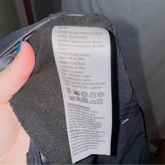 Men's Eddie Bauer Black Fleece Lined Tech Pants size 40 - Picture 5 of 6